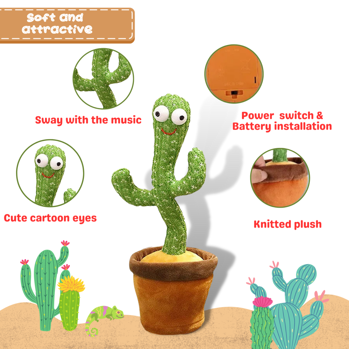 Sakuya Dancing Cactus Toy, Cactus Musical Baby Toys|Toy for Home - Image 4